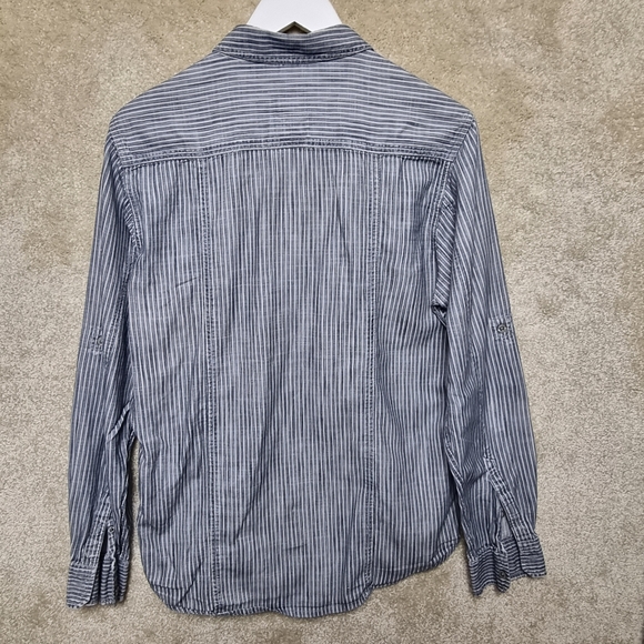 Vintage Billabong Shirt Mens Size Medium Long Sleeve Button Up Stripe Blue White - Picture 7 of 10